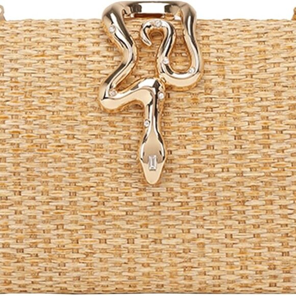 Straw Clutch Purse Women Beach Handbag Woven Vacation Elegant Slim - Picture 1 of 6